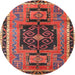 Round Traditional Orange Salmon Pink Persian Rug, tr3406