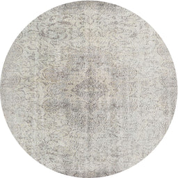 Round Traditional Dark Gray Persian Rug, tr3407