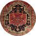 Square Machine Washable Traditional Saffron Red Rug, wshtr340