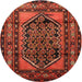 Round Traditional Red Persian Rug, tr3410