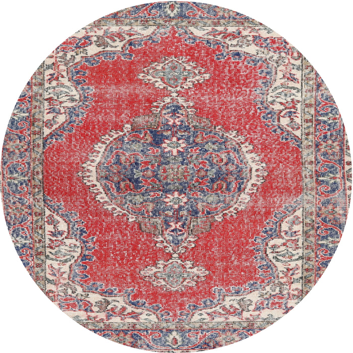 Round Traditional Brown Red Persian Rug, tr3413