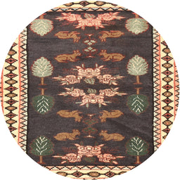 Square Machine Washable Traditional Dark Brown Rug, wshtr3416