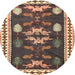 Round Traditional Dark Brown Persian Rug, tr3416