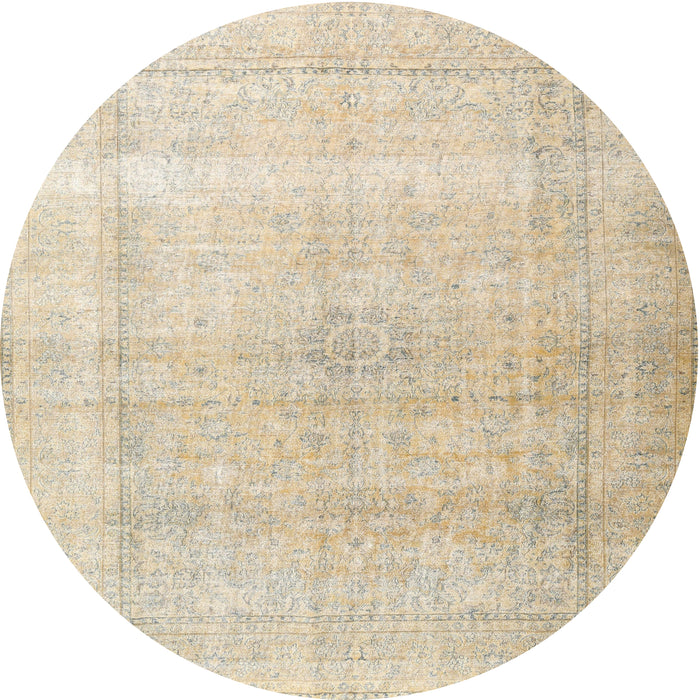 Round Traditional Golden Blonde Gold Persian Rug, tr3418