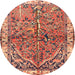 Round Traditional Sand Brown Animal Rug, tr3424