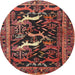 Round Traditional Rust Pink Animal Rug, tr3426