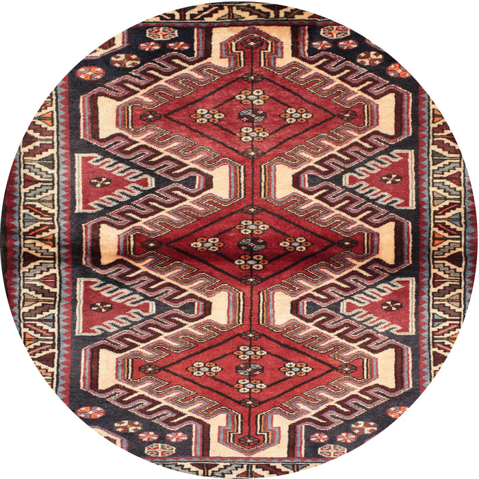 Round Traditional Saffron Red Persian Rug, tr342