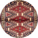 Round Traditional Saffron Red Persian Rug, tr342