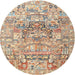 Round Traditional Brown Animal Rug, tr3431