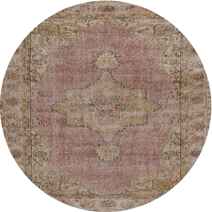 Round Traditional Light French Beige Brown Persian Rug, tr3433