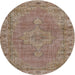 Round Traditional Light French Beige Brown Persian Rug, tr3433