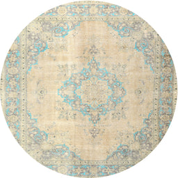 Square Machine Washable Traditional Sand Brown Rug, wshtr3436