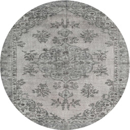 Round Traditional Pale Silver Gray Persian Rug, tr3437
