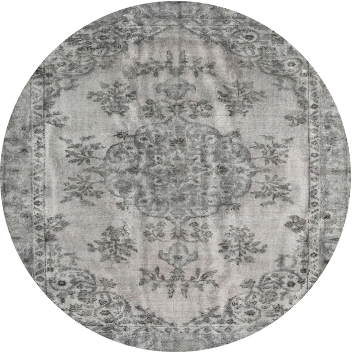 Square Machine Washable Traditional Pale Silver Gray Rug, wshtr3437