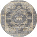 Round Traditional Tan Brown Persian Rug, tr3438