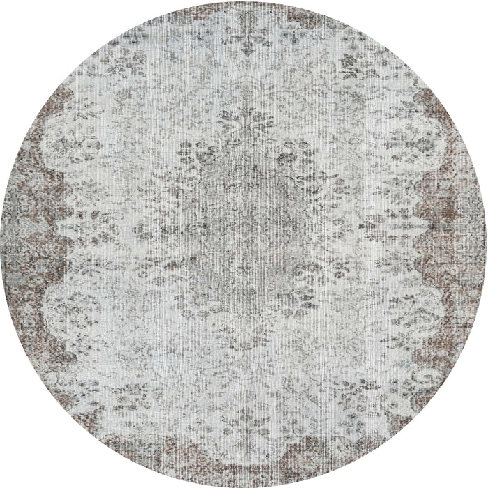 Round Traditional Light Gray Persian Rug, tr3441