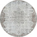 Round Traditional Light Gray Persian Rug, tr3441