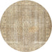 Round Traditional Dark Almond Brown Persian Rug, tr3443