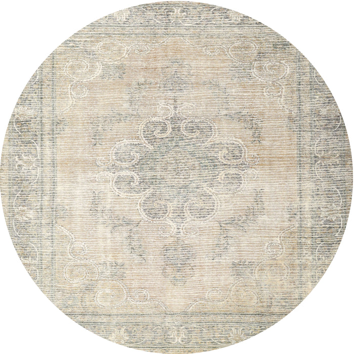 Round Traditional Sand Brown Persian Rug, tr3444