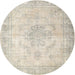 Round Traditional Sand Brown Persian Rug, tr3444