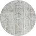 Round Traditional Dark Gray Persian Rug, tr3445