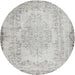 Round Traditional Dark White Beige Persian Rug, tr3447