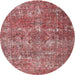 Round Traditional Cherry Red Persian Rug, tr3448