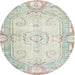 Round Traditional White Gold Persian Rug, tr3450