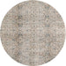 Round Traditional Desert Sand Beige Persian Rug, tr3451