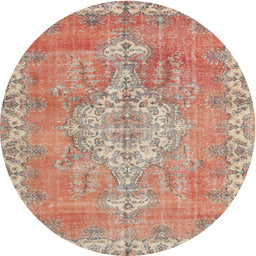 Square Machine Washable Traditional Orange Rug, wshtr3452