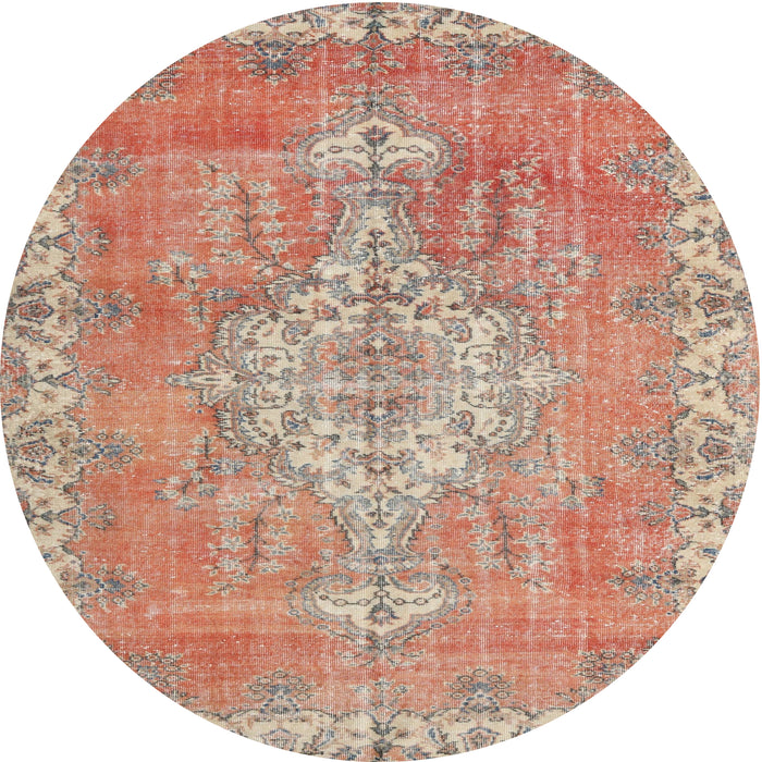 Square Machine Washable Traditional Orange Rug, wshtr3452