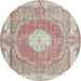 Round Traditional Orange Salmon Pink Persian Rug, tr3453