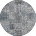 Round Traditional Dark Gray Persian Rug, tr3456