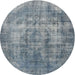 Round Traditional Dark Gray Persian Rug, tr3457