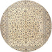 Round Traditional Dark Almond Brown Persian Rug, tr3458