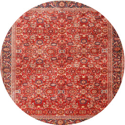 Square Machine Washable Traditional Sunrise Orange Rug, wshtr3461