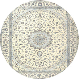 Round Traditional Dark Gray Medallion Rug, tr3462
