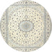 Round Traditional Dark Gray Medallion Rug, tr3462