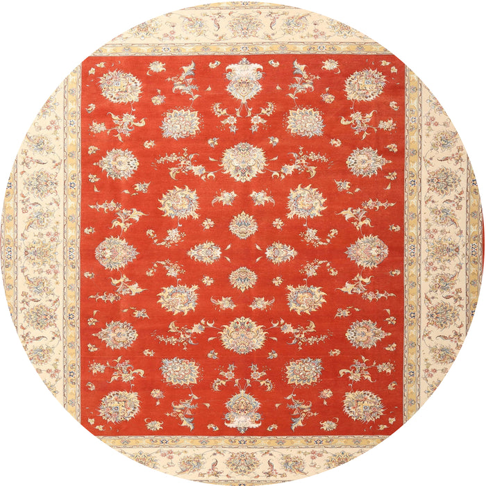 Round Traditional Red Oriental Rug, tr3465