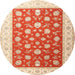 Round Traditional Red Oriental Rug, tr3465