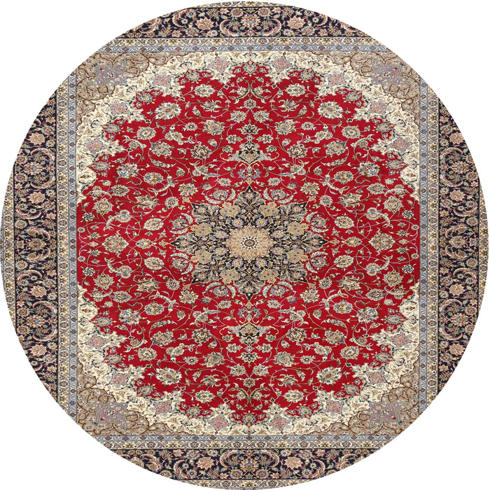 Round Traditional Tan Brown Medallion Rug, tr3466