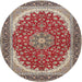 Round Traditional Tan Brown Medallion Rug, tr3466