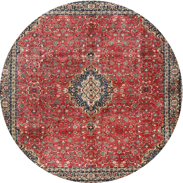 Round Traditional Red Persian Rug, tr3467