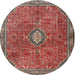 Square Machine Washable Traditional Tomato Red Rug, wshtr3467