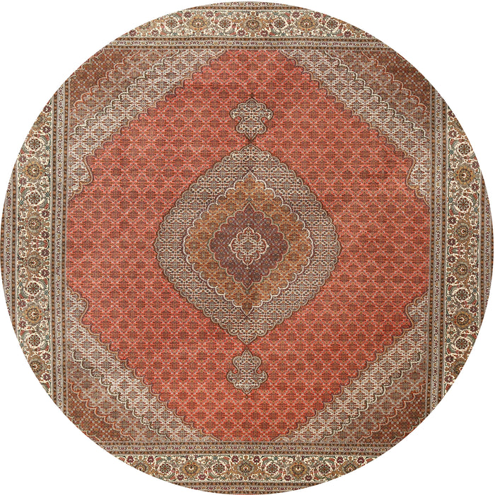 Round Traditional Mahogany Brown Persian Rug, tr3469
