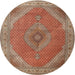 Round Traditional Mahogany Brown Persian Rug, tr3469