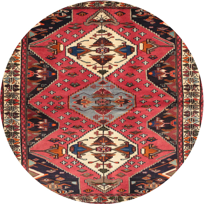 Round Traditional Dark Almond Brown Persian Rug, tr346