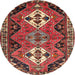 Round Traditional Dark Almond Brown Persian Rug, tr346