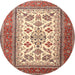 Round Traditional Brown Persian Rug, tr3470