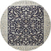 Round Traditional Light Black Persian Rug, tr3471